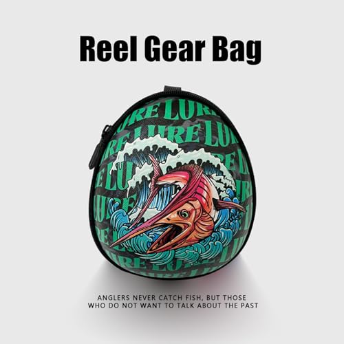 Fishing Reel Bag for Spinning Baitcasting Conventional Fly Fishing Reels – Portable Tackle Organizer Storage Bag Small Fishing Reel Case Spinning Reel Cover Fly Fishing Gear UV Printing (pine green) - color: pine green