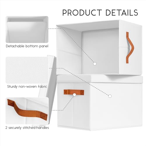 Homsorout Storage Bins with Lids - Large Fabric Closet Bins with Lid, 5 Pack Clothes Organizers and Storage, Collapsible Stackable Cube Basket for Home, Office, Dorm, White - color: White, size: XL(5-Pack)