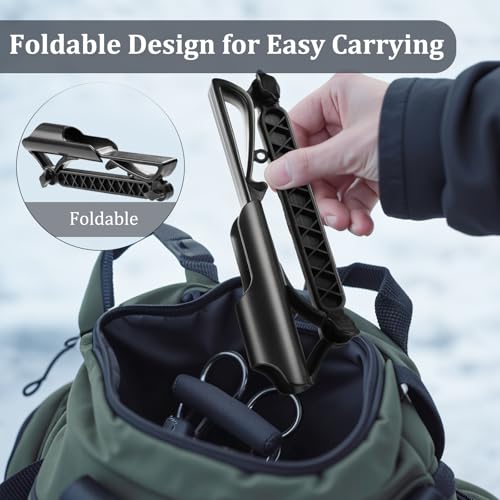 Huntury Adjustable Bucket Rod Holder for Ice Fishing, Clip On Mount, Foldable, Adjustable Angle, Ice Fishing Accessories, Ice Fishing Gear - style: Dual - Adjustment