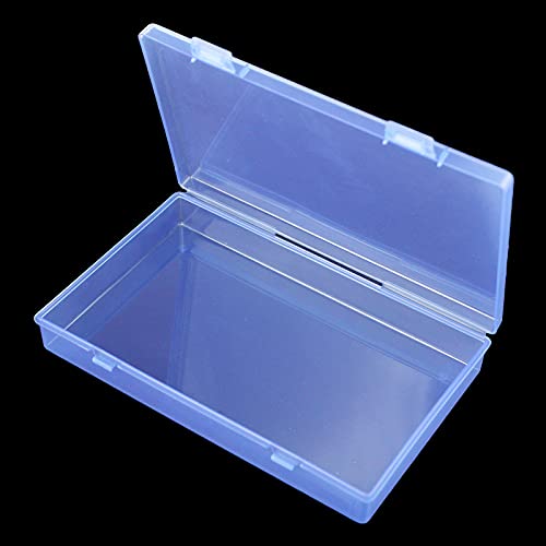 Goodma Rectangular Plastic Storage Boxes, Blue, 7.1 x 4.3 x 1.2 inch | 4 Pieces, Hinged Lids, Empty Organizer Containers, For Small Items and Craft Projects - color: Blue, size: 7.1 x 4.3 x 1.2 in