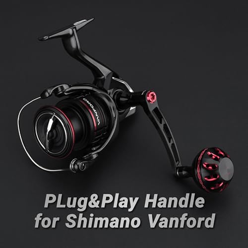 GOMEXUS Power Handle for Shimano Stradic FL FM Stella Vanford Vanquish Nasci Twinpower 1000-5000 Spinning Reel Replacement Crank - color: Black Red-CNC Version