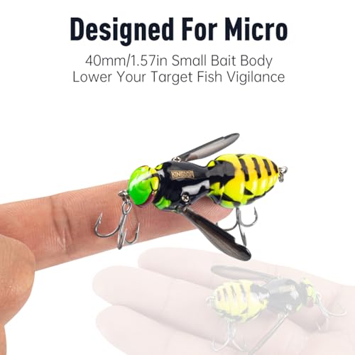 Kingdom Wasp Craw Bait Insect Bionic Floating Fishing Lures Swimbaits Hard Artificial Baits Lure for Freshwater and Saltwater Bass Carp Pike Walleye Fishing ABS Material Carbon Steel Three Book Hook - color: 01, size: 4.2g