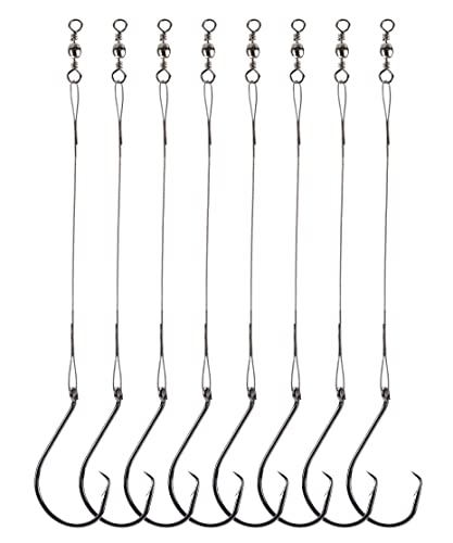 Fishing Circle Hooks Saltwater 50pcs Leader Hook Rigs for Catfish Bass With Offset Hooks - size: 4/0, 50 Pack