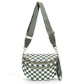 Checkered Crossbody Bum Bags for Women Nylon Checkered Purse Checkerboard Fanny Pack - color: A05-bean Green