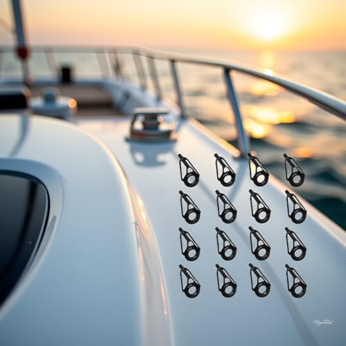 16Pcs Black Fishings Rod Tip Ceramic Guide Rings Replacement Rod Tip Guide Fishings Rod Eyelets Repair Part Easy Installation, Reel Care Accessories