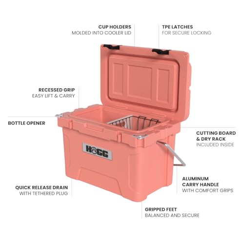 Hogg Rotomolded Coolers, Ice Chest with Wheels, Wheeled Cooler, Rotomolded Ice Chest, Dry Storage, Fishing and Camping Items, Birthday Gifts for Men - color: Desert Flower, size: 20qt