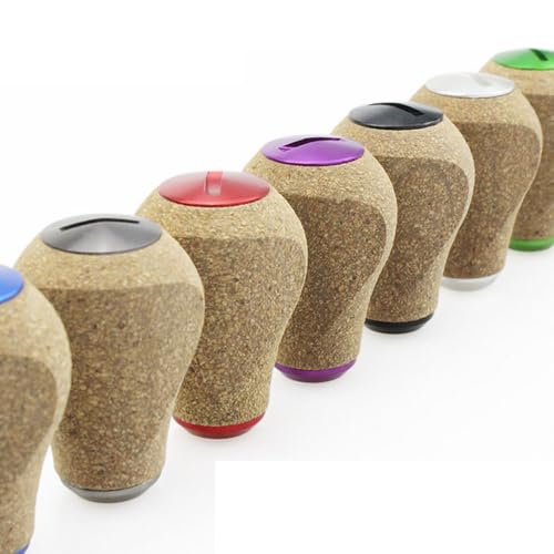 Reel Handle Knob Compatible with Abu Shimano Daiwa Soft Rubber Cork Wood Spinning Baitcasting - Black, Blue, Gray, Green, Purple, Red,Silver - color: Black