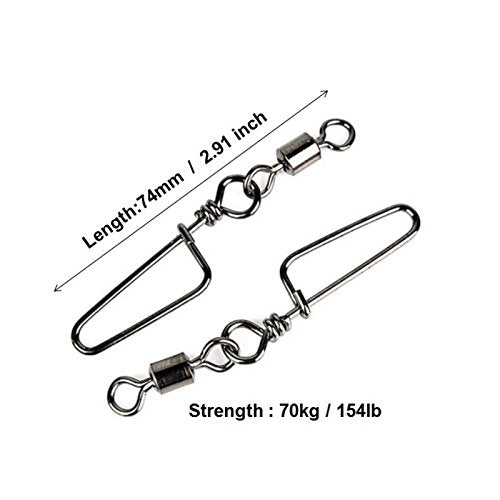 100pcs High-Strength Coastlock Swivels 145LP Ball Bearing Fishing Snaps and Swivels Fishing Rolling Swivel Coastlock Snap Duck Decoy Rig Snap Swivels Texas Rig Decoy Swivel Clips