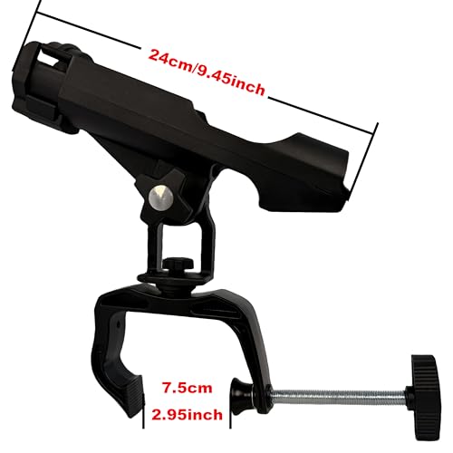 HiUmi Fishing Boat Rods Holder with Large Clamp Opening 360 Degree Adjustable Fishing Rod Racks Folding Holder - color: RH20L-2Pack