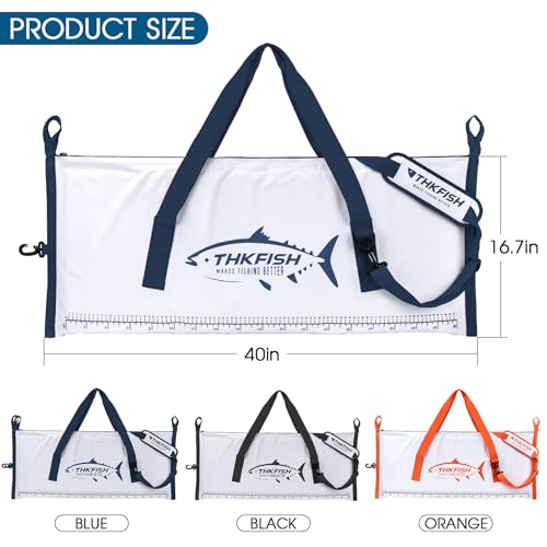 THKFISH Insulated Fish Cooler Bag, Fish Kill Bag for Caught Fish Ice Cold - color: White-Blue, size: 40*16IN