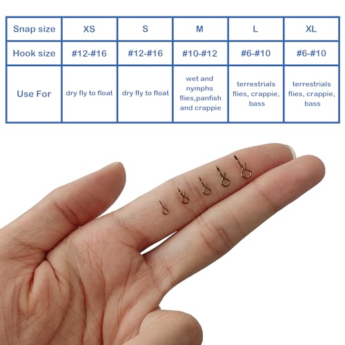 EUPHENG Micro Fishing Connector Tackles, Lightweight High Strength Fly Swivels Snaps to Reduce Line Twist for Fly Fishing Flies Tippet Leaders - color: Fly Fishing Micro Snaps, size: 250 Pack 5 sizes combo