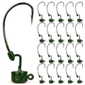 20Pack Weedless Ned Rig Jig Heads with Molded Bait Keeper System – Mushroom Head for Weedless Finesse Bass Fishing 1/16 1/8 3/16 1/4oz - color: Green Pumpkin, size: 1/4oz - 1/0 - 20Pack
