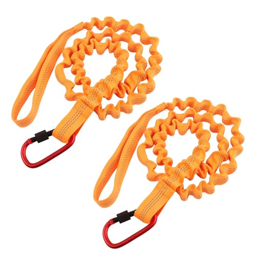 Kayak Paddle Leash, Stretchable Coiled Rod Leash for Kayak, Paddleboard Paddle and Fishing Rod, Extended Length 5"-7", Fishing Accessories for Kayak and Paddles - color: orange