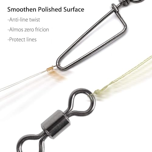 Dr.Fish 30 Pack Barrel Snap Swivels, Barrel Swivels Fishing Tackle Crane Rolling Coast Lock Snap Lure Leader Line Connector Fresh&Saltwater - size: #3/0-154LB-30 Pack