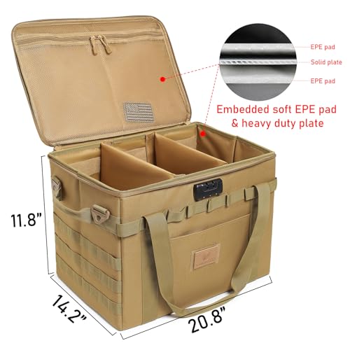 Tactical Camping Storage Bag - 38L Utility Tote Bag Organizer with Combination Lock and Shoulder Strap - color: Tan, size: 57L