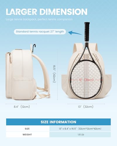 Sucipi Tennis Bag, Quilted Tennis Sling Crossbody Backpack, Water Resistant Tennis Racket Bags for Women Men, Suitable for Pickleball Tennis Badminton - color: Pink, size: Large
