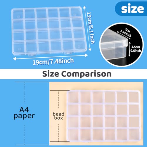 Eppingwin 24 Grids Bead Organizer, Craft Organizers and Storage, Acrylic Organizers, Plastic Bead Organizer Box for Crafts Organizing Storing(2 pack) - color: 24 grids(2 P)