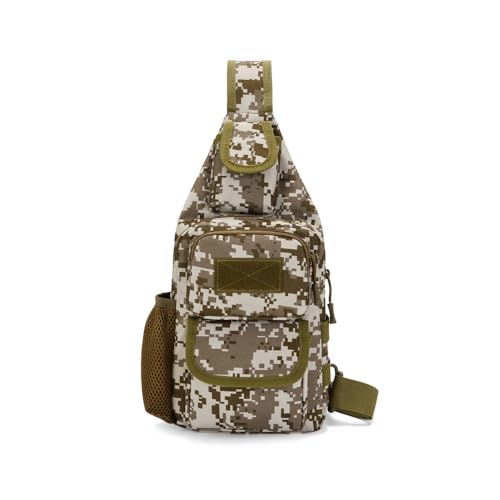 Sling Bag Crossbody Backpack for Men, Tactical Chest Shoulder Bags Daypack | Camouflage Cross Body Bag with Convertible Waterproof Shoulder Strap Trendy Casual Daypacks and Water Bottle Holder Chest Bag - color: Camouflage