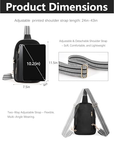 Anti Theft Crossbody Bags for Women RFID Leather Sling Purses,Crossbody Bags Travel Leather Fanny Pack for Women - color: Pure Black
