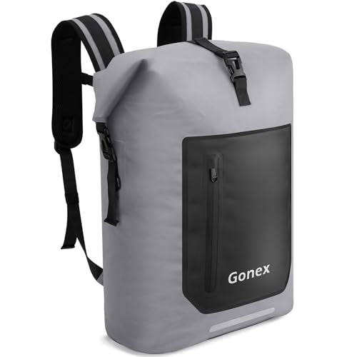 Gonex Waterproof Ultralight TPU Backpack 35L Roll Top Dry Bag, Kayaking | Back Padding, Camping, Fishing, Travel, Adjustable Straps, External & Internal Storage Pockets, Grey - color: Grey, size: 35L