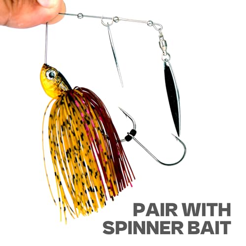 50pcs Trailer Fishing Hooks for Short Strikes – 1/0, 2/0, 3/0 with Beads - Pair with Spinnerbait, Flipping Jig, Jig Head etc. - size: 3/0 - 50Pack