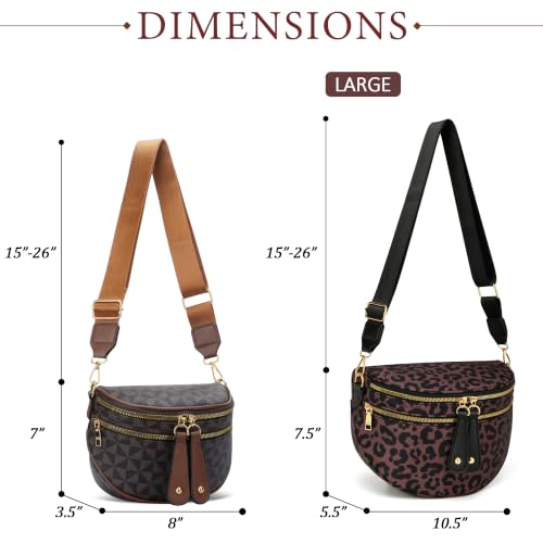 KKXIU Crossbody Sling Bag for Women Trendy Fanny Pack Vegan Leather Chest Bag | Trendy - color: Large-Leopard