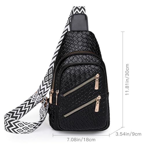 SENDEFN Small Sling Bag Crossbody Bags for Women Vegan Leather Cell Phone Cross Body Purse Fanny Packs Chest Bag for Women - color: B-black