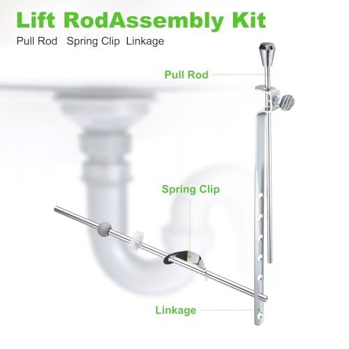 uxcell Sink Drain Repair Kit, Sink Stopper Pull Rod Linkage Adjustable Center Pivot Ball Rod Iron Assembly for Bathroom Drain Replacement Parts, 12mm Ball - size: 12mm