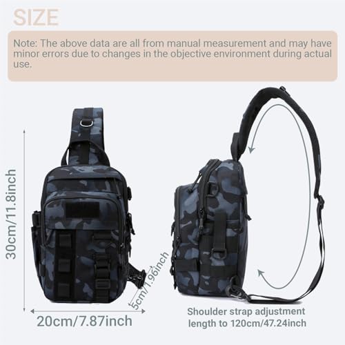 Fishing Sling Tackle Bag 5L - Fishing Tackle Storage Bags with Rod Holder for Angling Hiking Hunting Camping (Black) - color: Black