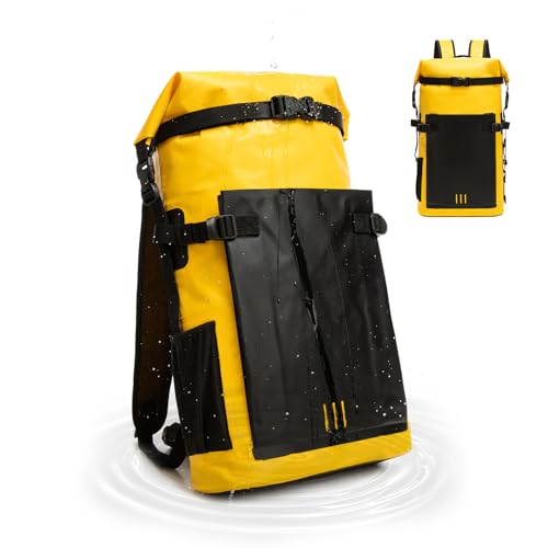Waterproof Dry Bag,Heavy Duty Hiking Backpack Roll-Top Closure Bag for Kayaking, Hiking, Camping, Boating- Men/Women ﻿ - color: yellow