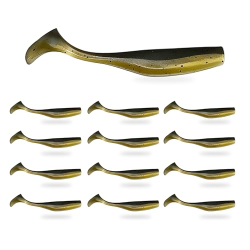 Soft Plastic Paddle Tail Swimbaits – 3 1/4", 4" & 5" Soft Plastic Fishing Lures with Extra-Large Tail for Lifelike Swimming Action – Freshwater & Saltwater - color: Mad Minnow, size: 3 1/4 Inch - 12 Pack