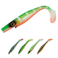 Thump Shad Paddle Tail Swimbait, 6" Soft Lures for Bass, Extra Weight Heavy Kicking Tail for Jig Head & Weighted Swimbait Hook, 3 Pack - color: Pearl Chartreuse Orange