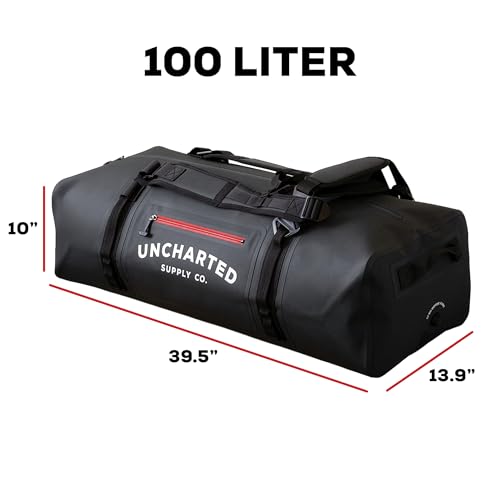 Uncharted Supply Co. The Vault Waterproof Duffel Bag - Airtight bag with Backpack Straps, Carry-On Size, Perfect for travel, boating, camping, recreation. (Black, 100L) - color: Black, size: 100L