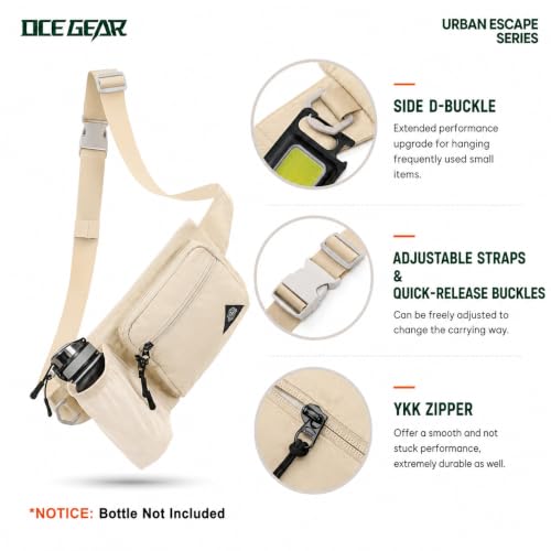 Waist Pack with Water Bottle Holder for Men Women Waist Bag Running Waist Pack Waterproof for Outdoor Travel Cycling Climbing Walking Fit All Phones (Bottle Not Included) (Beige) - color: Beige