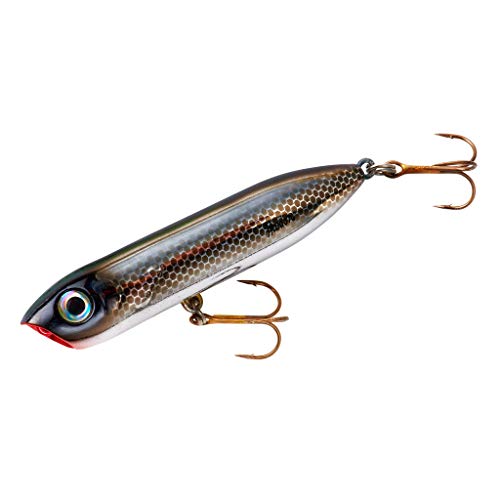 Heddon Chug'N Spook Popper Topwater Fishing Lure for Saltwater and Freshwater - color: Black Shiner, size: Chug'N Spook Jr (1/2 oz)