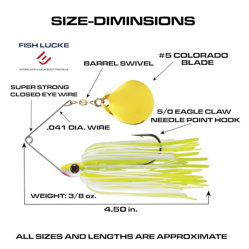 Redman Spinner Bait by Jimmy Houston, 3/8 Ounce Colorado Spinnerbait - color: Chartreuse/White