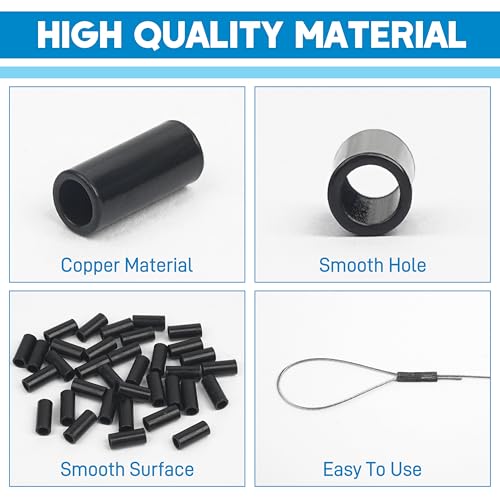 Fishing Crimp Sleeves, 100pcs Single Barrel Crimp Sleeves Brass Copper Crimping Loop Sleeves Black Oxidized Fishing Line Crimps Tube Connector Wire Leader Rigging Tackle - size: Inner Dia 2.2mm-100pcs