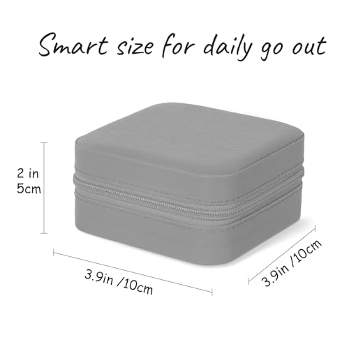 MFXIP Travel Jewelry Case Small Jewelry Box Jewelry Organizer Storage Case Portable PU Leather Mini Jewelry Travel Case for Girls Womens Earring, Necklace, Rings,Bracelets - color: Gray