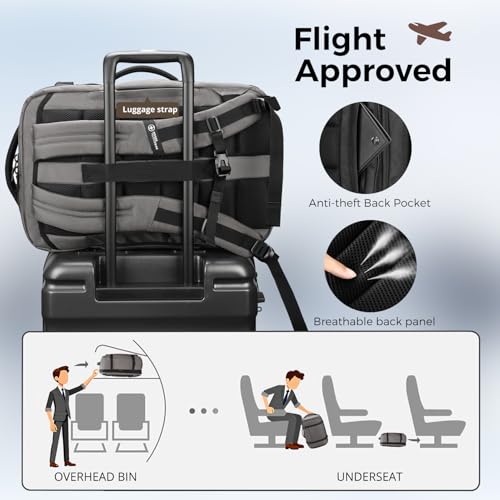 Swissdigital Design Travel Backpack 40L,TSA Friendly Flight Approved Carry-on Luggage Hand,with USB Charging Port Large Weekender Bag Fits 17 Inch Laptop Backpack Grey | SD1756-02 - color: Grey