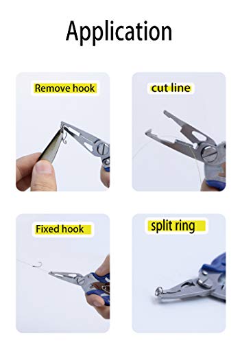 Fishing Pliers Stainless Steel Fish Hook Remover, Saltwater Resistant Fishing Braid Scissors Braided Line Cutter, Split Ring Opener Fishing Tools (5in-3pcs)