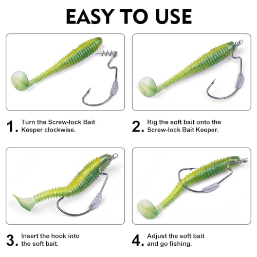Fishing Hooks for Bass Fishing - 100pcs EWG Offset Worm Hook Texas Rig Hooks for Freshwater Saltwater Size 1/0 2/0 3/0 4/0 5/0 - Soft Lures Worms Plastics Bait Fishing Hook with Tackle Box - color: Weighted Offset Worm Hooks, size: 5/0-25pcs
