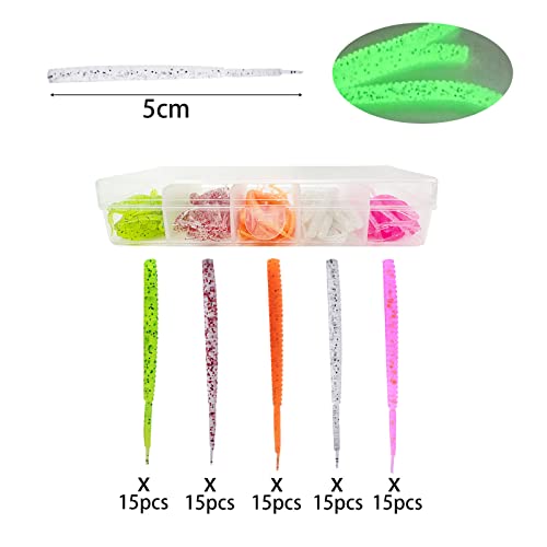 75pcs Crappie Lures Kit - Soft Plastic Coloured Crappie & Panfish Shad Baits - style: C-75pcs