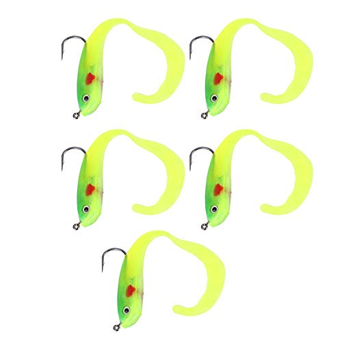 Soft Fishing Lures, 5Pcs Artificial Soft Baits Jig Head Soft Swimbaits with Hook for Saltwater/Freshwater Fishing - color: SO050-1