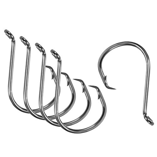 PATIKIL Fishing Circle Hooks, Carbon Steel Offset Hook with Barbs for Freshwater Saltwater - size: 42mm/1.65"