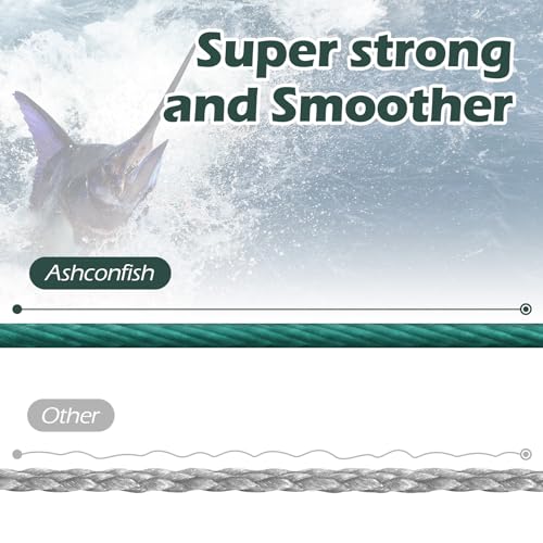 Ashconfish Braided Fishing Line- 4 Strands Super Strong PE Fishing Wire- 6lb to 100lb Test-100M/300M/500M/1000M(109Yards/328Yards/547Yards/1093Yards)-Abrasion Resistant - Zero Stretch-Multiple Colors - color: Moss Green, size: 100LB 0.55MM-109Yards