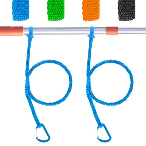 1/2/4 Pack Kayak Paddle Board Tether Leash Stretchable Strap Lanyard Rope, 3.3-7 Feet with Carabiner for SUP Kayaking Boating Canoeing Fishing Pole Rod or Other Gear - color: Blue, size: 2pcs(3.3-7ft)