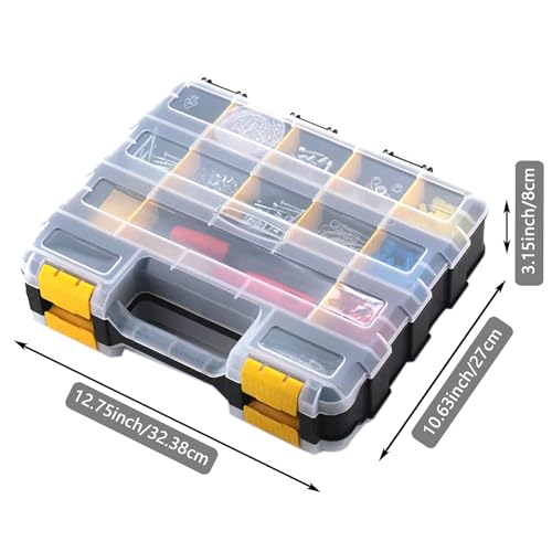 Hardware Organizer Box 34 Compartments Small Parts Organizer with Removable Dividers Durable Plastic Double Side Tools Box Screw Organizer For Nuts, Bolts, Screws, Nails, Small Hardware (Yellow) - color: Yellow, size: 1 PACK