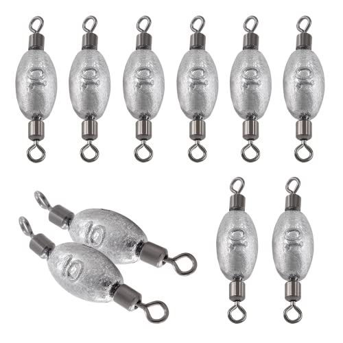 Hitefu Fish Weight Sinkers, Inline Weights Lead Fishing Weights Trolling Sinkers, Egg Sinkers for Bottom Fishing (3/8, 1/2, 3/4oz) - size: 3/8oz