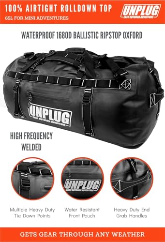 UNPLUG Ultimate Adventure 1680D Waterproof Duffel Bag | 155L Large Travel Bag for Camping & Outdoor Use |155L BLACKOPS - color: BlackOps, size: 155L