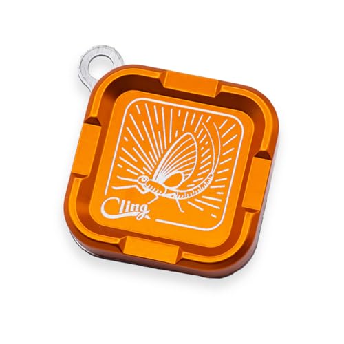 Cling Fishing Products Mag Grab® Mini – Compact Magnetic Fly Holder/Fly Patch & Organizer for Fly Fishing Vest, hat, Waders and Fishing Packs (Rising Dun, Orange) - color: Orange, style: Rising Dun